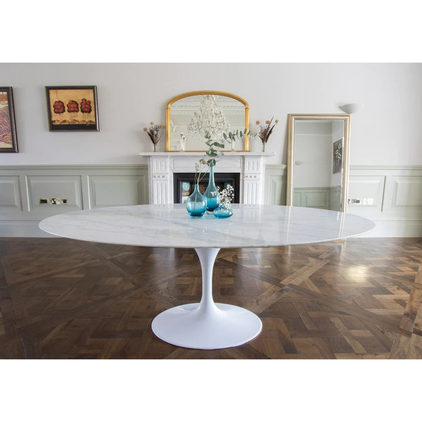 Oval Marble White Dining Table