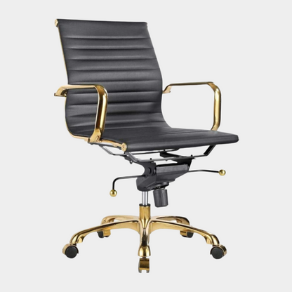 Toni Office Chair (Gold Frame) (Low Back)