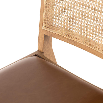 Dalton Leather and Cane Dining Chair