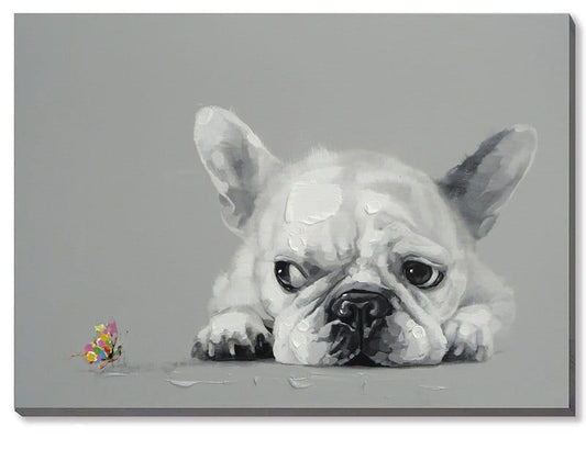 Dog with Butterfly - 50% Hand Painted
