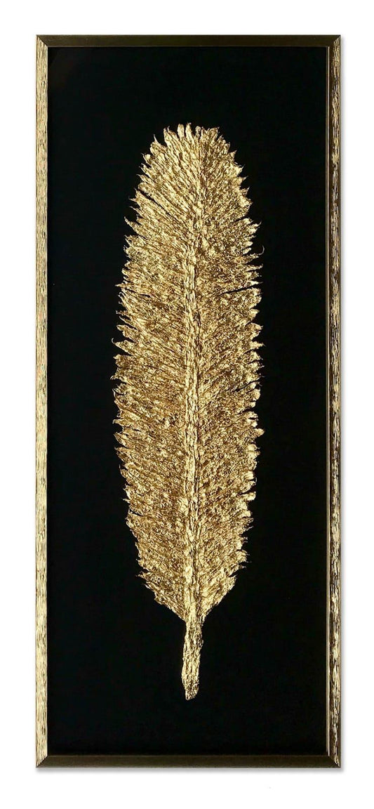 Golden Leaf Art Black Background with Golden Frame