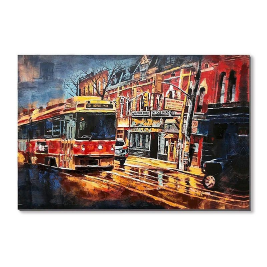 Street Car painting with Color Background - 50% Hand Painted